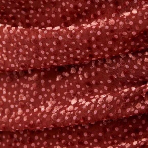 ASTR Athens Burnout‎ Cranberry Long Puff Sleeve Rushed Side Dress Sz S - Picture 8 of 8